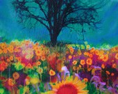 Beautiful endings,11x14, Original, Fine Art Photograph, Sunflowers, wedding gift, nature home decor, blue sky