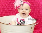 boutique OVER the top MINI hot pink and ZEBRA bow on a headband
