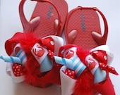 boutique FUNKY fun LIL CRAB bows attached direct to flip flop sandals