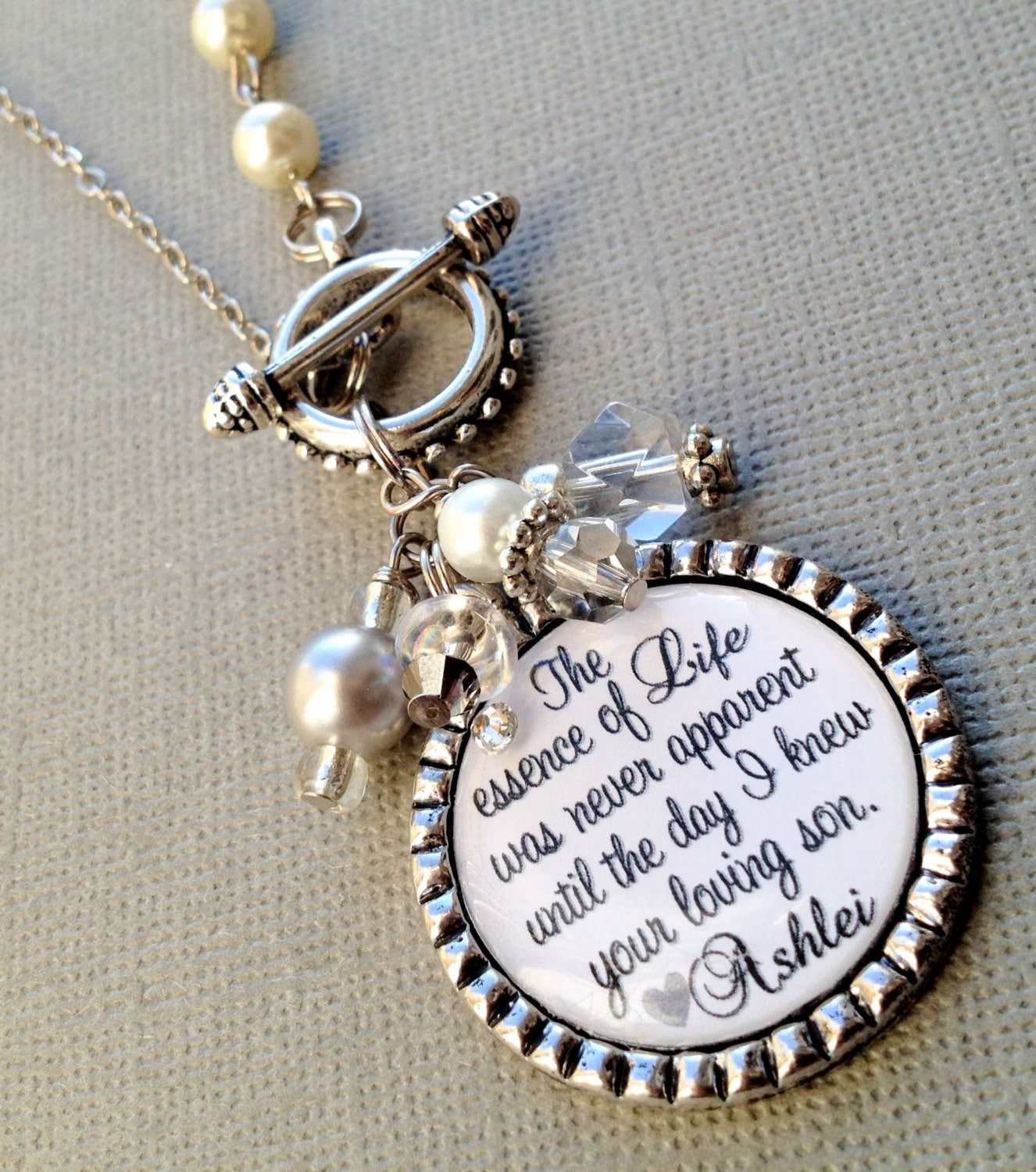 MOTHER of the GROOM gift- PERSONALIZED jewelry - essence of life, love between a mother and son, mother quote, thank you gift