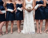 Bridesmaid Clutch Set, Wedding Clutch Purse,  Blue and Grey, Chevron Clutch, Set of 5,Choose Color