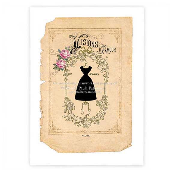 Mannequin, Art Print, Giclee, Silhouette, Black Dress, Dressform, Roses, Art Deco, Paris, Home Decor