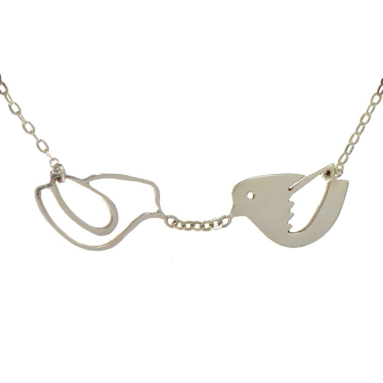 birds necklace- kiss me necklace- be my valentine