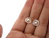 Sterling silver and freshwater pearls tiny bitty earrings