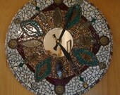 SteamPunk Mixed Media Mosaic Functional Art Clock Ooak Original