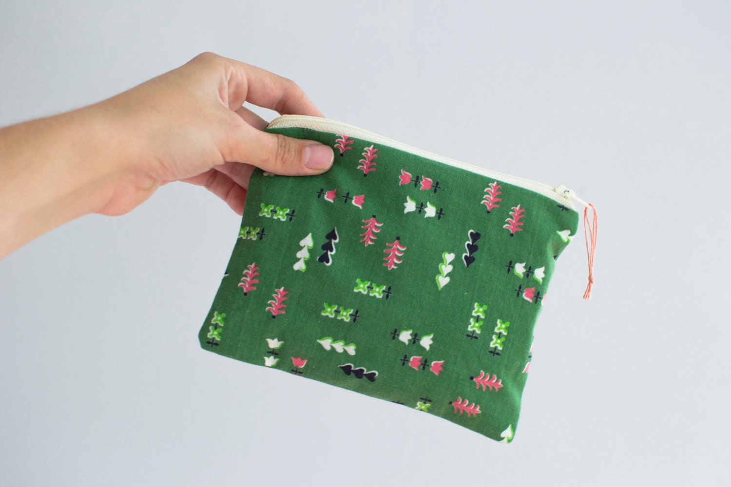 Handmade Zipper Pouch with Vintage Midcentury Fabric
