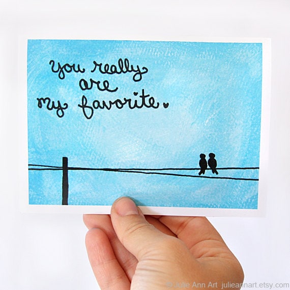 I Love You Card. You Really Are My Favorite. Blue, Turquoise, Aqua. Blank Card.