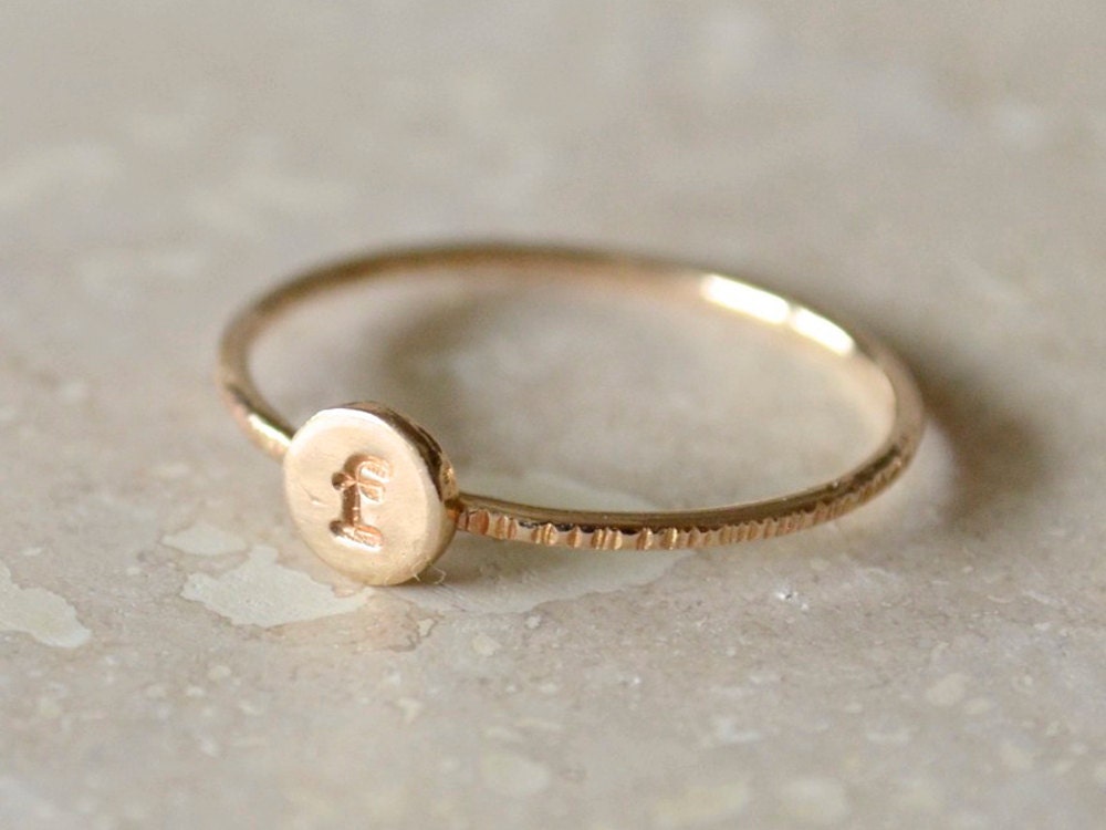 Monogrammed Initial Ring - Gold-Filled