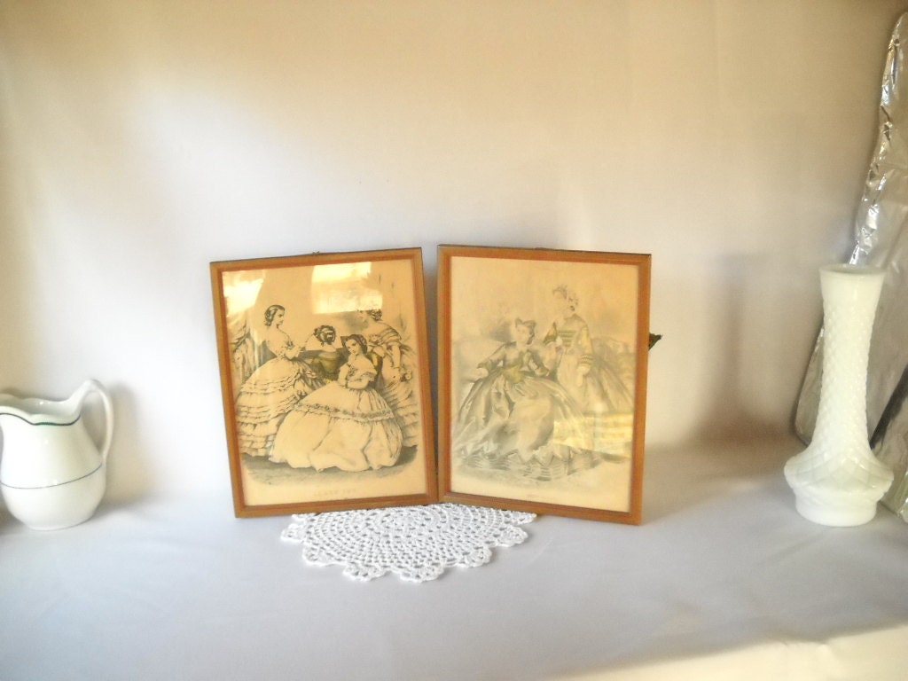 Vintage Prints 1800s Ladies Le Bon Ton Godey Fashion Victorian Prints Shabby Chic Cottage Style