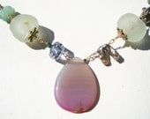 Chunky gemstone necklace with agate pendant