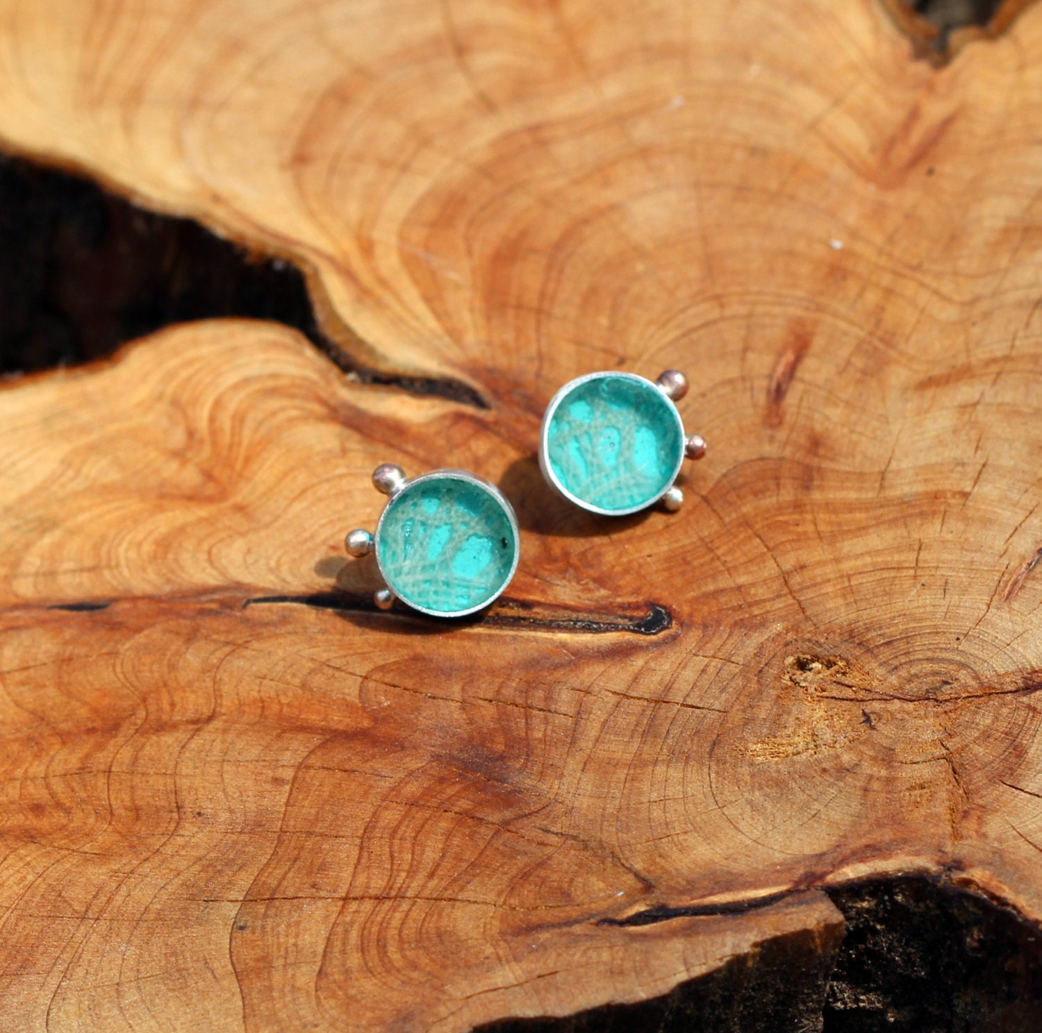 NEW Floridian stud earrings- lace set in resin
