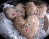 Primitive Heart Bowl Fillers, Primitive Valentines Day, Valentine Decorations, Primitive Hearts