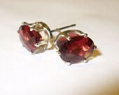 Rhodolite Garnet Sterling Earrings - Genuine Gemstones, Solid Silver