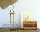 Magnifying Glass on Adjustable Brass Stand / Industrial Decor Dad