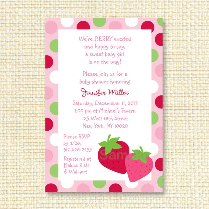 Strawberry Printable Baby Shower Invitation