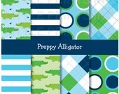 Preppy Alligator Printable Paper Digital Paper INSTANT DOWNLOAD Il_170x135