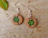 Oak Leaf Earrings - Natural Handcrafted Wood Jewellery - Sterling Silver Ear Wires