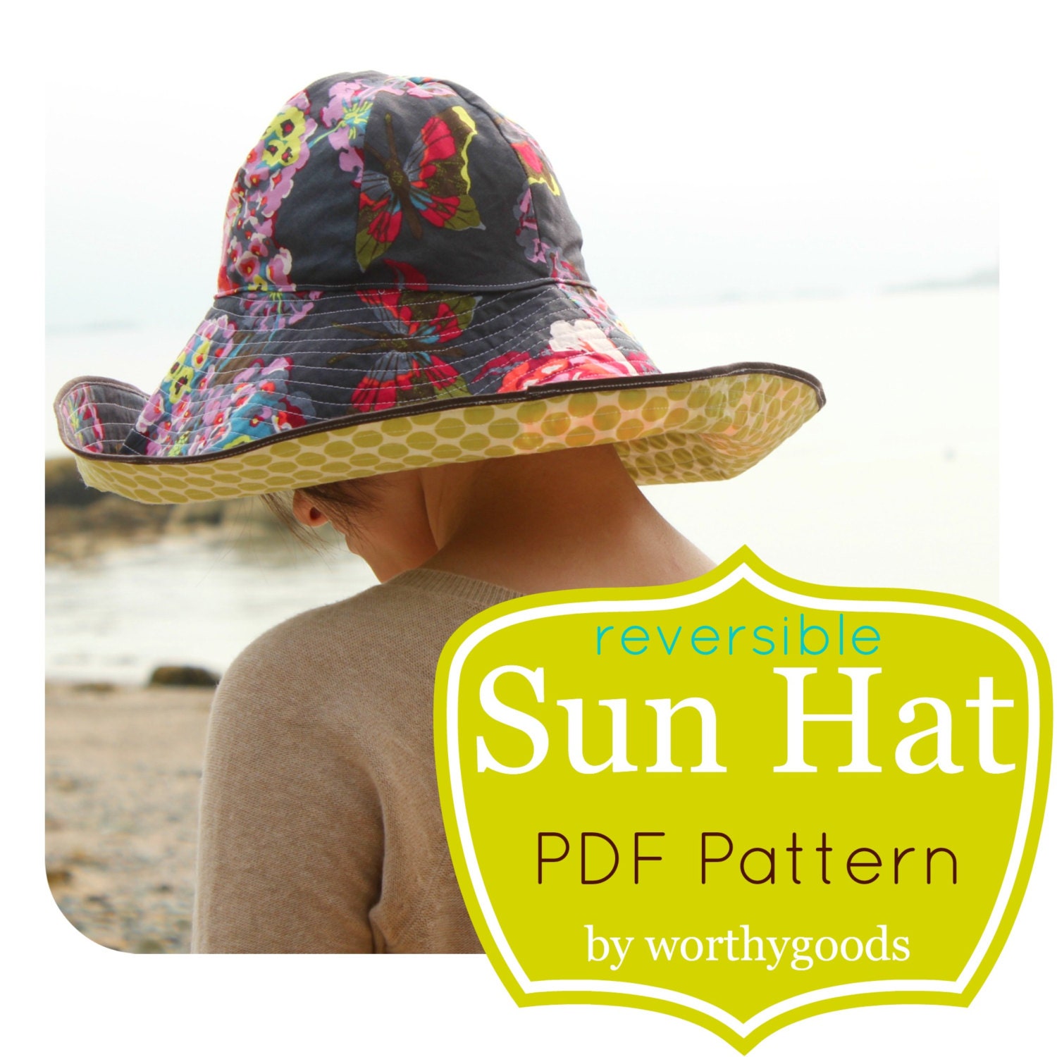 Sun Hat PDF Pattern - Womens Over the Top Sunhat DIY Sewing Project Tutorial - Gardening Hat Digital Download