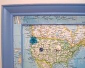 North America Vintage Map Wood Frame Magnetic Board