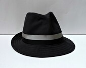 Black Canvas Fedora with Vintage Hatband
