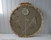 Lacy Wall Hanging, Antique Lace, Wall Decor, Embroidery Hoop Art, Beige, Brown, Off White, Cream, Home Decor, Flowers, Floral, Folk, OOAK