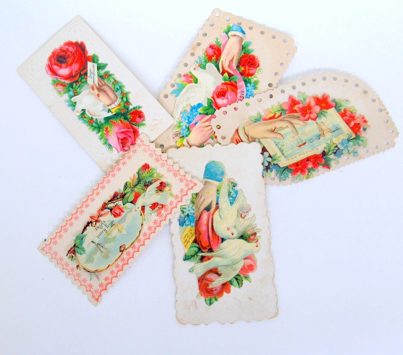 SALE Victorian Hidden Name Calling Card Victorian Scrap Lot of 5