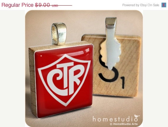 Moving Sale - CTR Shield (Red): a Scrabble Game Tile Pendant Charm