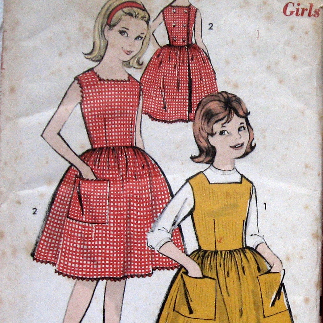 Vintage Girls Dress Pattern Back Wrap Sundress With Square Cut Neckline circa 1960s Advance 2939 Sz12 UNCUT