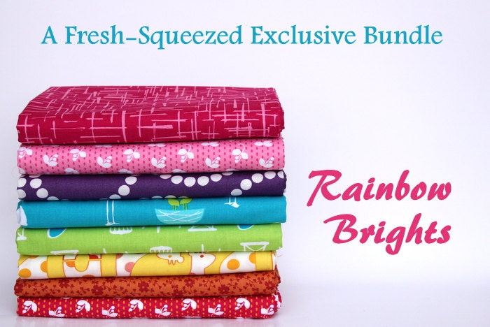 a fresh-squeezed exclusive fat quarter bundle (rainbow brights)--misc. designers--8 pieces--2 yards total