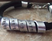 Mens Personalized Bracelet - Handstamped Hidden Message - Fathers Husbands Boyfriends Sons