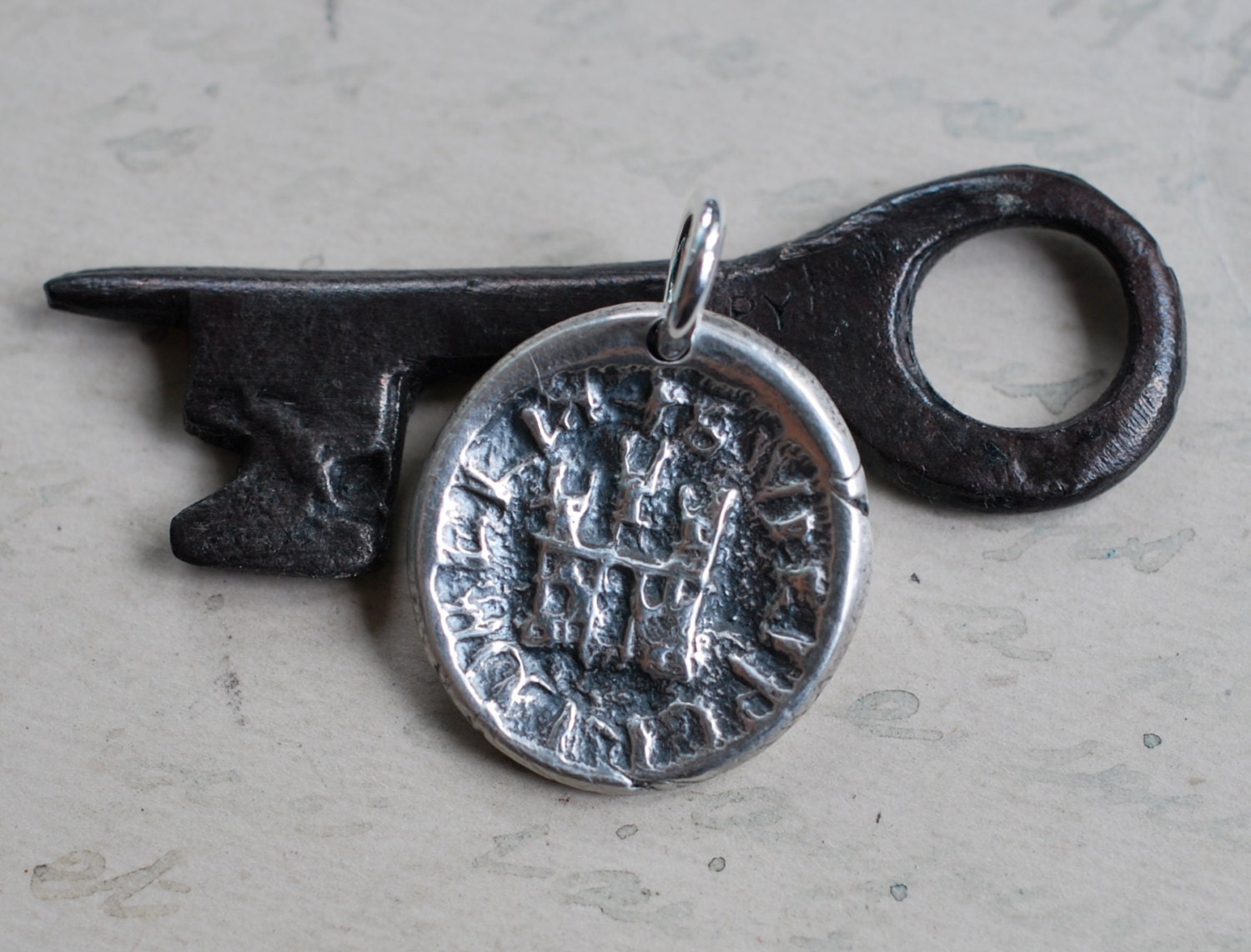 medieval castle wax seal pendant... home sweet home... wax seal jewelry in fine silver