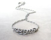 oxidized silver rings necklace, fine silver fused rings, sterling chain