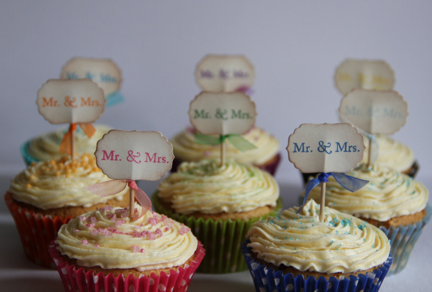 Mr & Mrs Cake Toppers (any colour)