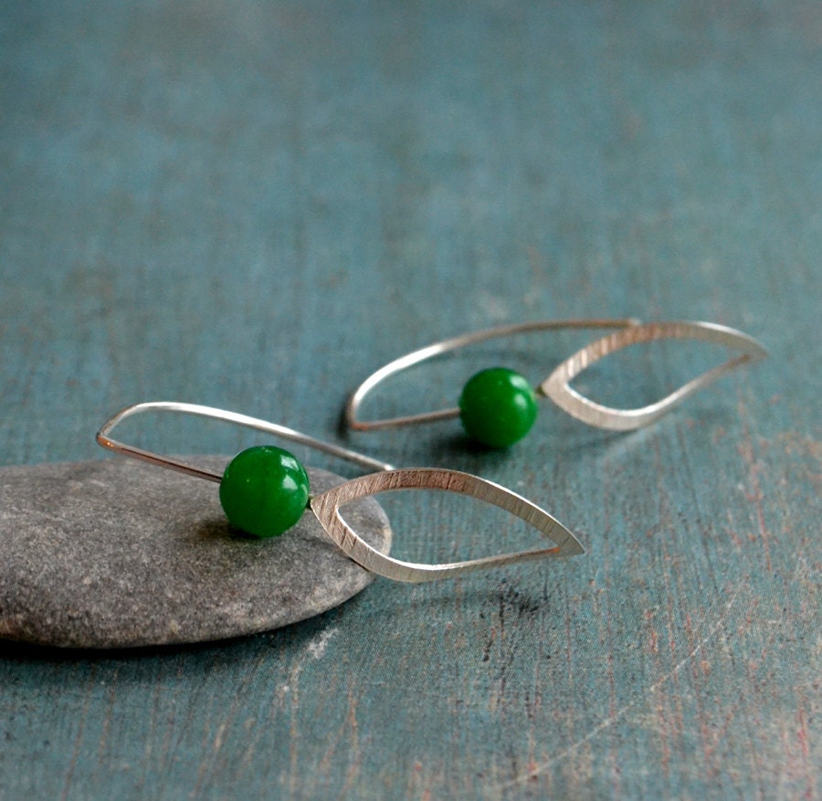 Peas - sterling silver hooks and green jade