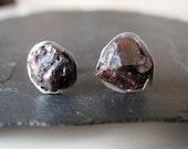 GARNET // Sterling silver earrings with natural Garnet raw crystal