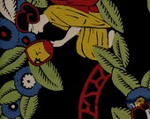 DESTASH 1/2 yd  Alexander Henry Nakara Garden Black Art Deco Asian