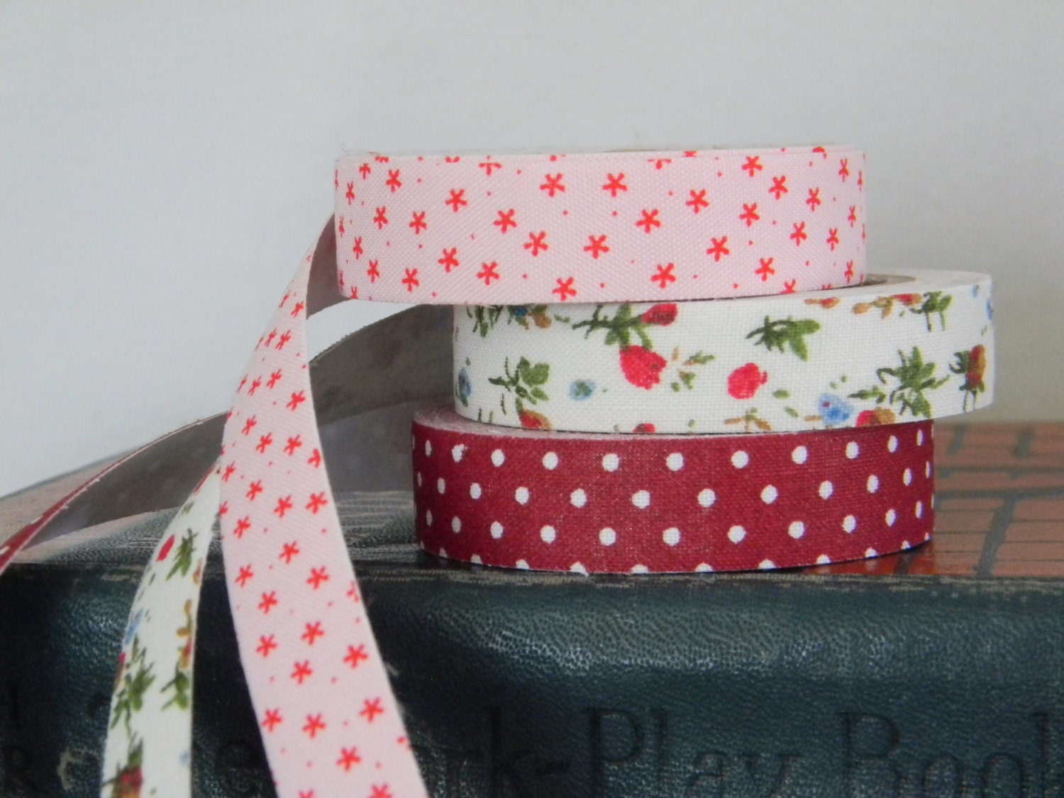 Set of three rolls of deco fabric tape / DIY / gift wrapping