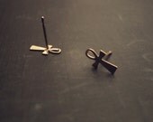 Vintage Tiny Gold Ankh Stud Earrings