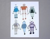 Robot Collection 8x10 Robot Art Print