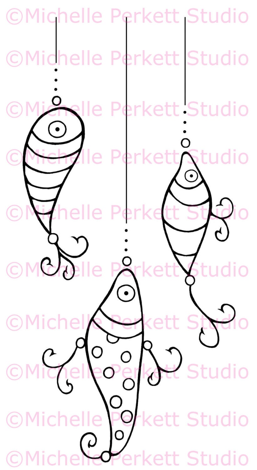 Digital stamp Image Fish Flies Hooks Father's Day Fishing Dad stamping scrapbooking cardmaking