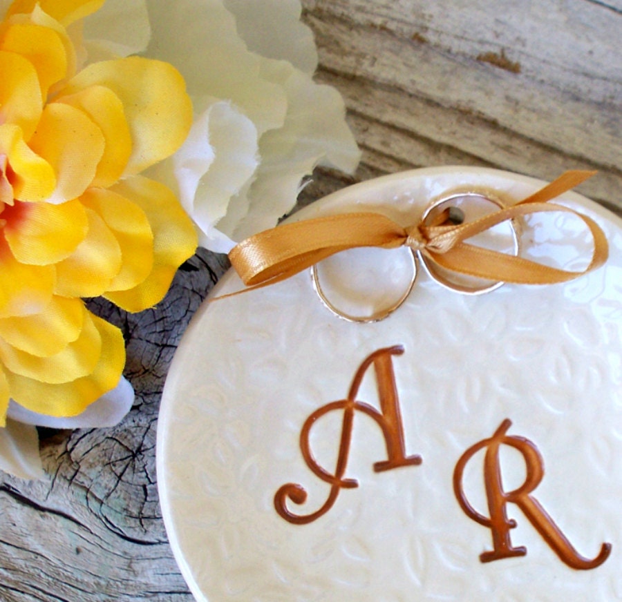 Custom Ring Bearer  Monogram Bowl - Wedding  Keepsake  -  Textured & Personalized