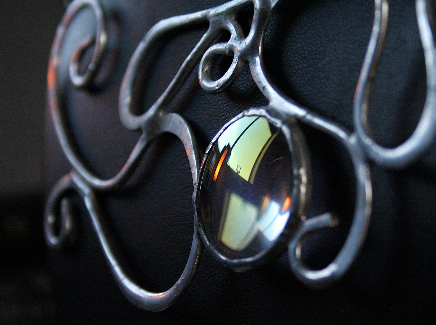Metal and Glass Lens Statement Necklace