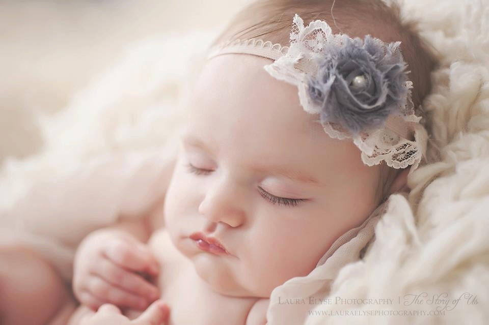 Savannah - Shabby Rosette Vintage Inspired - Lace Pearl - Cream Gray Tan - Girls Newborns Baby Infant Adults - Photo Prop