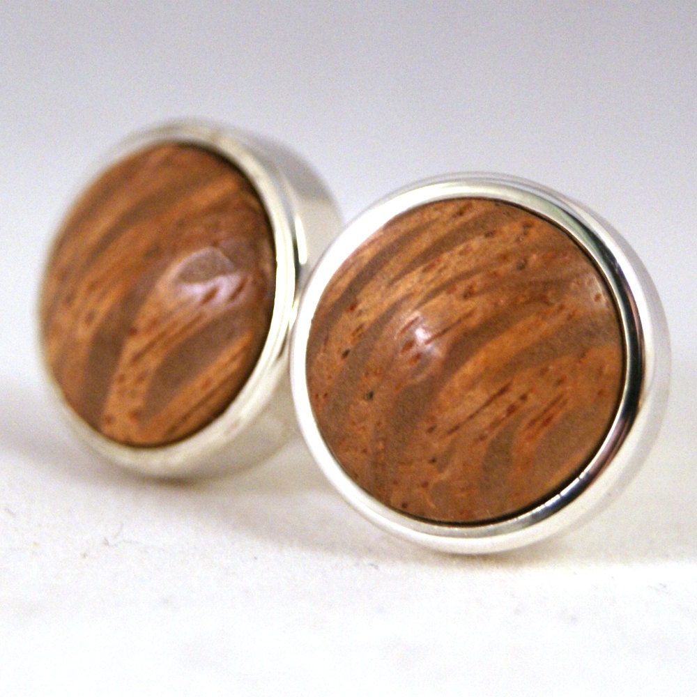 Cufflinks - Australian Queensland Lacewood in Sterling Silver Bezel (CL-559)