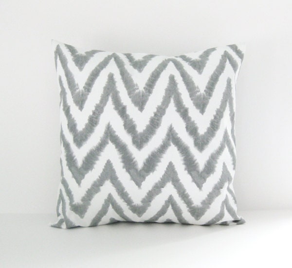 Gray Pillow Cover Chevron Cotton Toss Decorative 18x18
