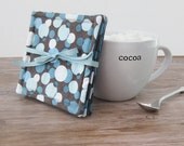 Blue Coasters Teal Bubbles Fabric Cotton Set of 4 Home Decor