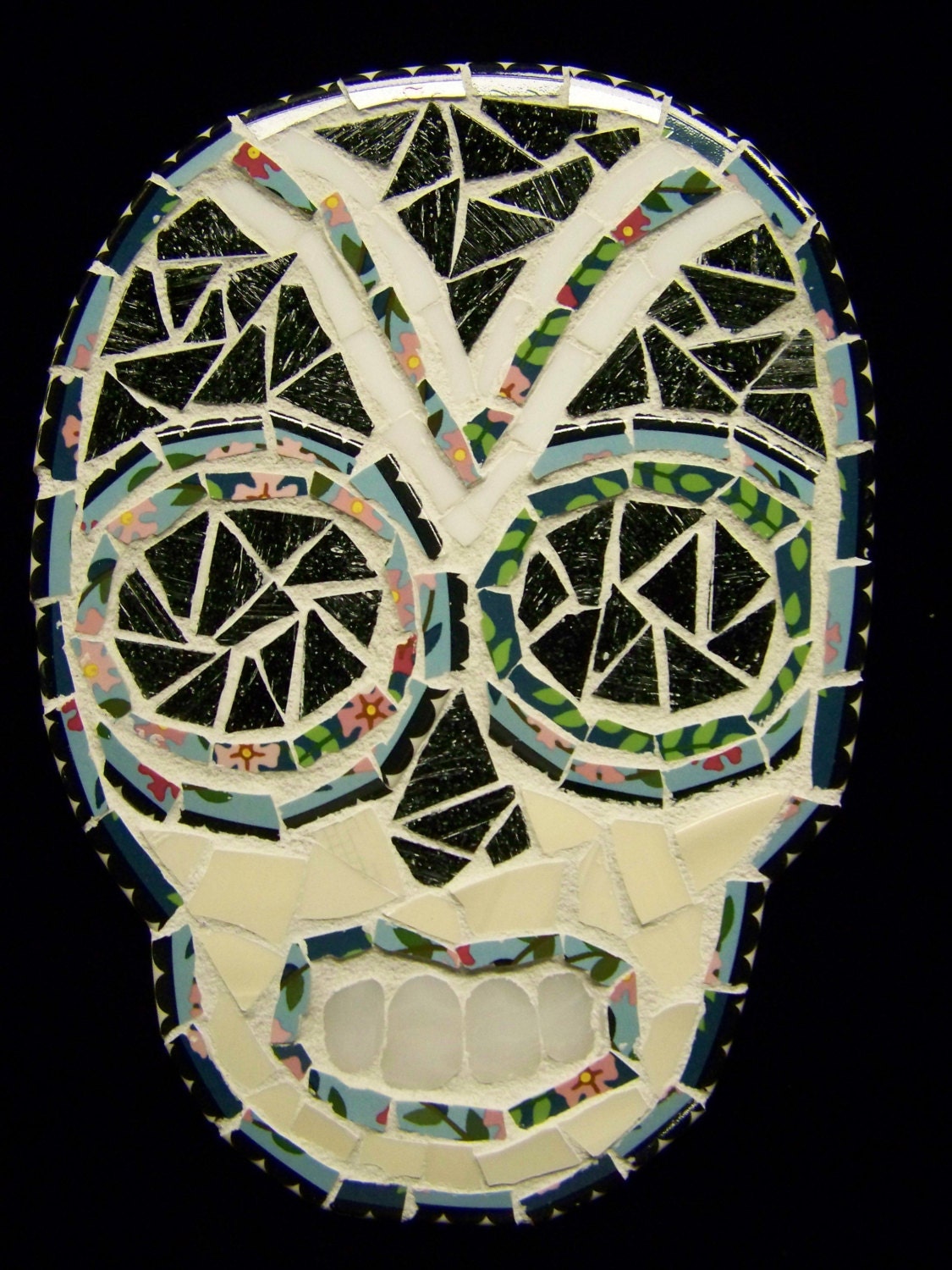 Skull Art Mosaic Pique Assiette Skull Series Number 8 OOAK