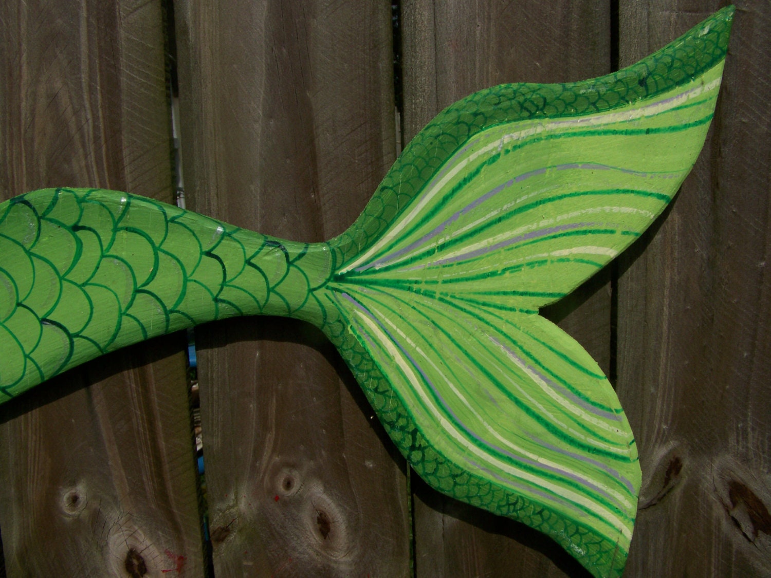 Wood Mermaid Hand Painted Lots of Detail 39" Wall Hanging
