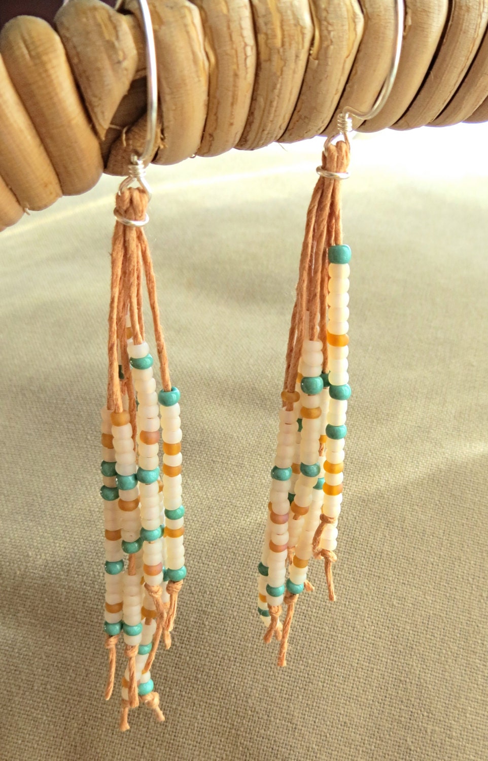 Vegan Feather Hemp Natural Earrings - Hippie Bohemian