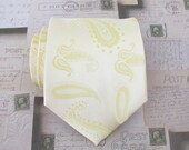 Necktie Cream and Yellow Paisley Silk Mens Tie